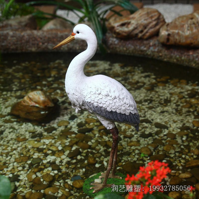 酒店玻璃钢白鹭雕塑 酒店玻璃钢白鹭雕塑