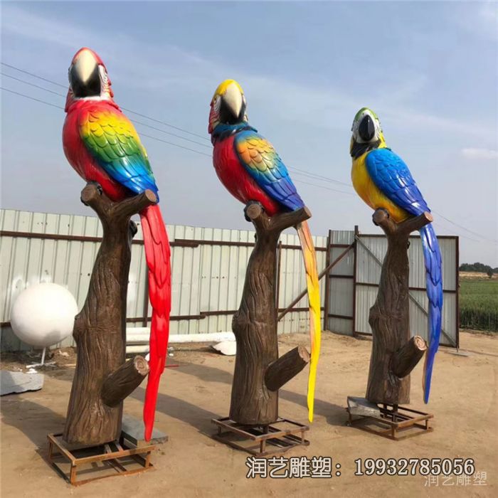 商场玻璃钢鹦鹉雕塑 商场玻璃钢鹦鹉雕塑