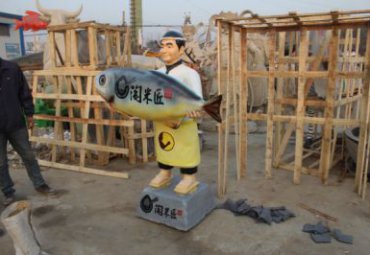 园林玻璃钢厨师雕塑