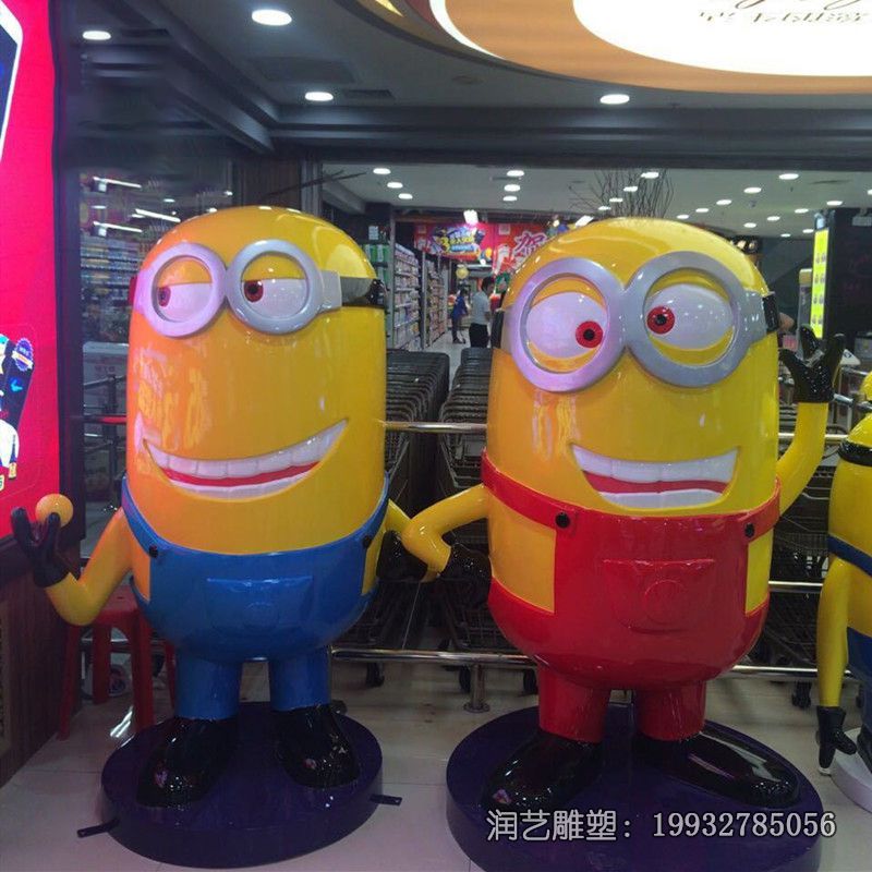 企业玻璃钢小黄人雕塑 企业玻璃钢小黄人雕塑
