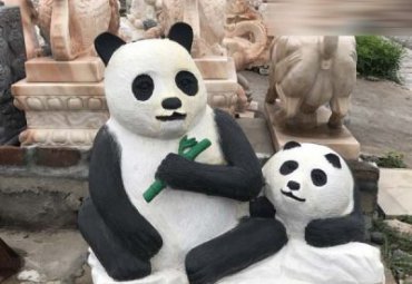 公园熊猫动物石雕