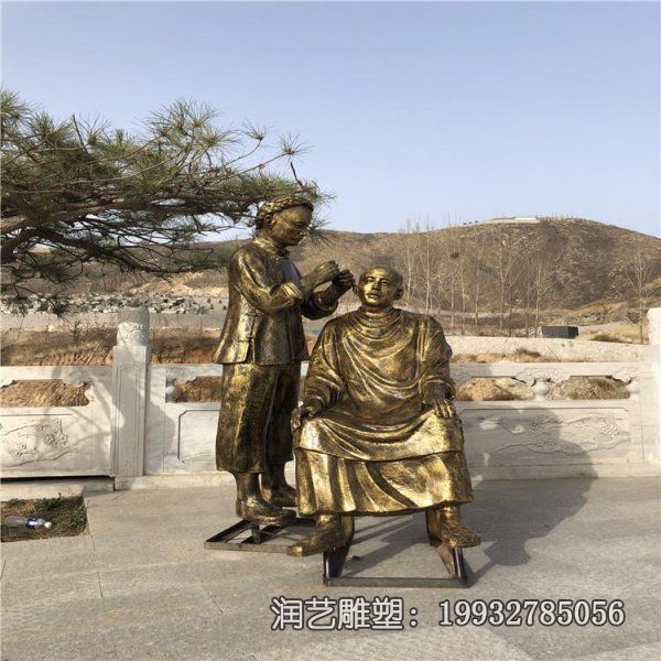 采耳民俗人物铜雕 采耳民俗人物铜雕