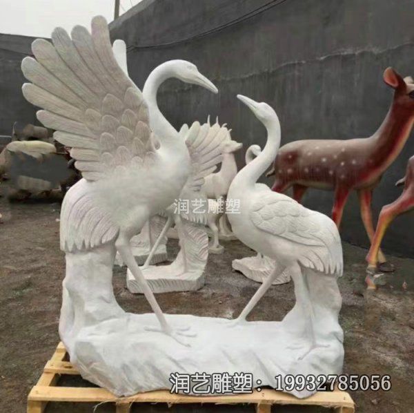 草坪石雕仙鹤动物雕塑 草坪石雕仙鹤动物雕塑