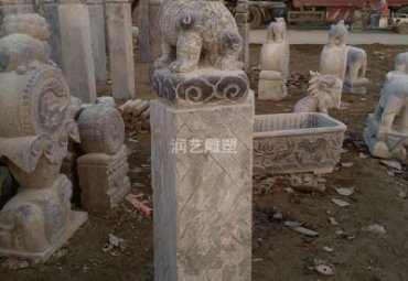 广场石雕拴马桩景观雕塑