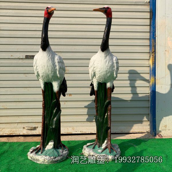 玻璃钢园林动物仙鹤雕塑 玻璃钢园林动物仙鹤雕塑
