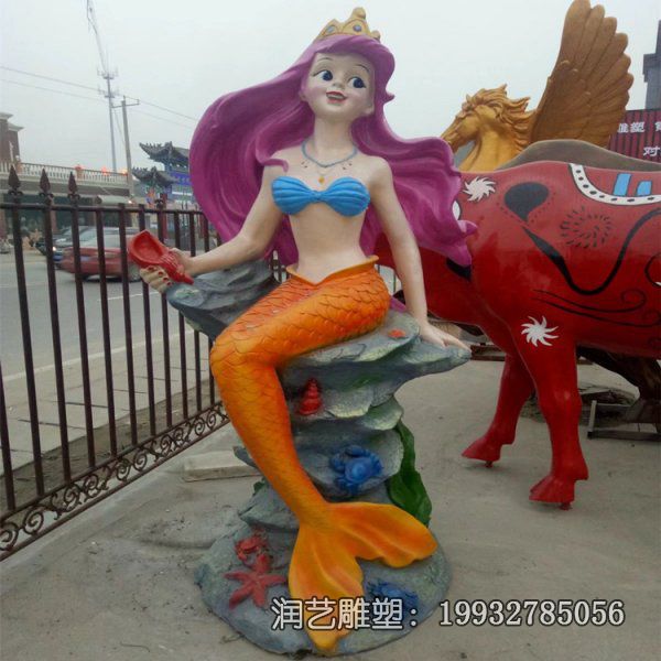 小区玻璃钢美人鱼雕塑 小区玻璃钢美人鱼雕塑