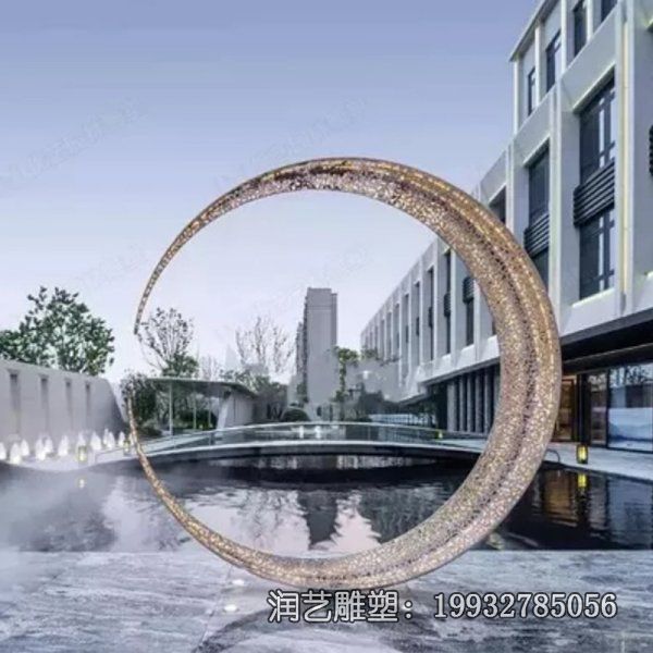 酒店不锈钢景观圆环雕塑 酒店不锈钢景观圆环雕塑