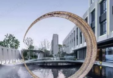酒店不锈钢景观圆环雕塑