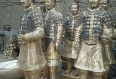 草坪铜雕兵马俑雕塑