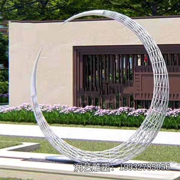 不锈钢小区镂空月亮雕塑 不锈钢小区镂空月亮雕塑