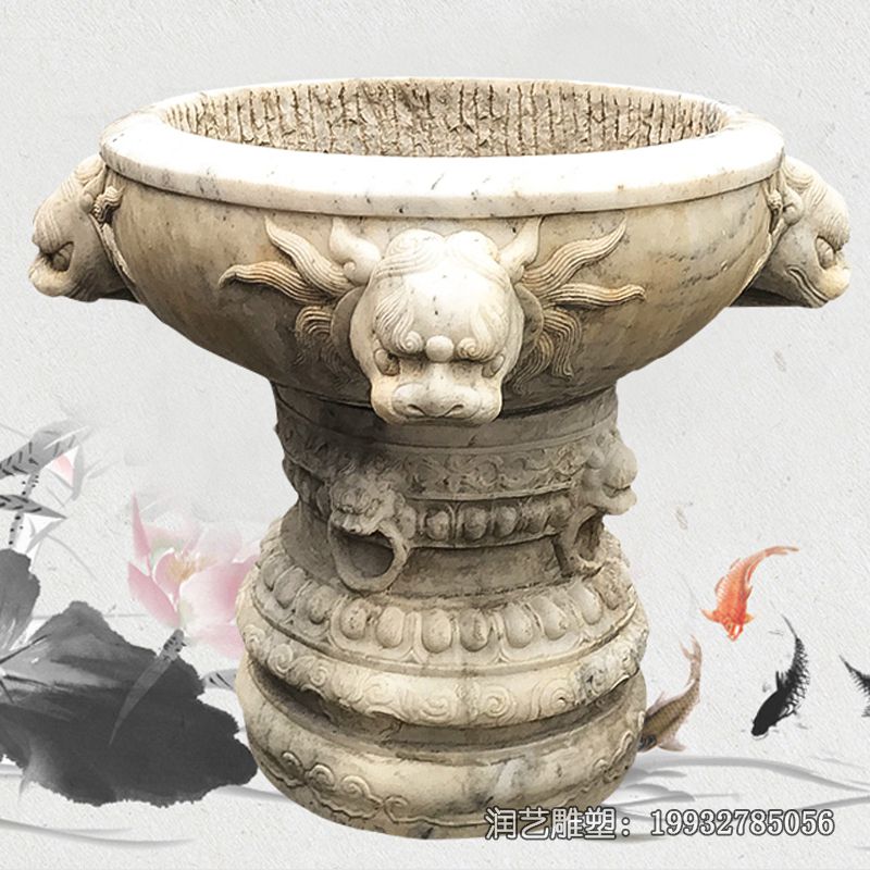 企业石雕鱼缸雕塑 企业石雕鱼缸雕塑