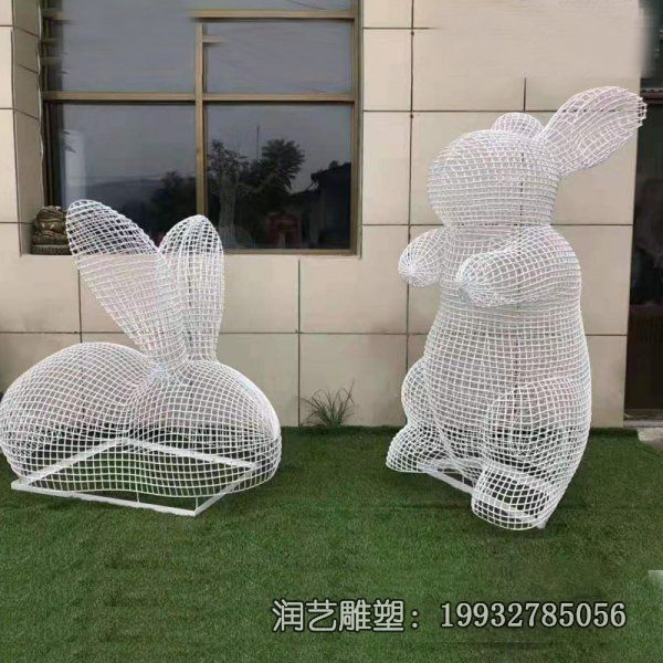 园林不锈钢兔子雕塑 园林不锈钢兔子雕塑