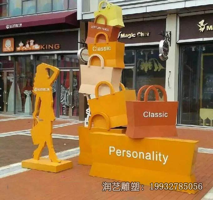 商场不锈钢购物袋雕塑 商场不锈钢购物袋雕塑