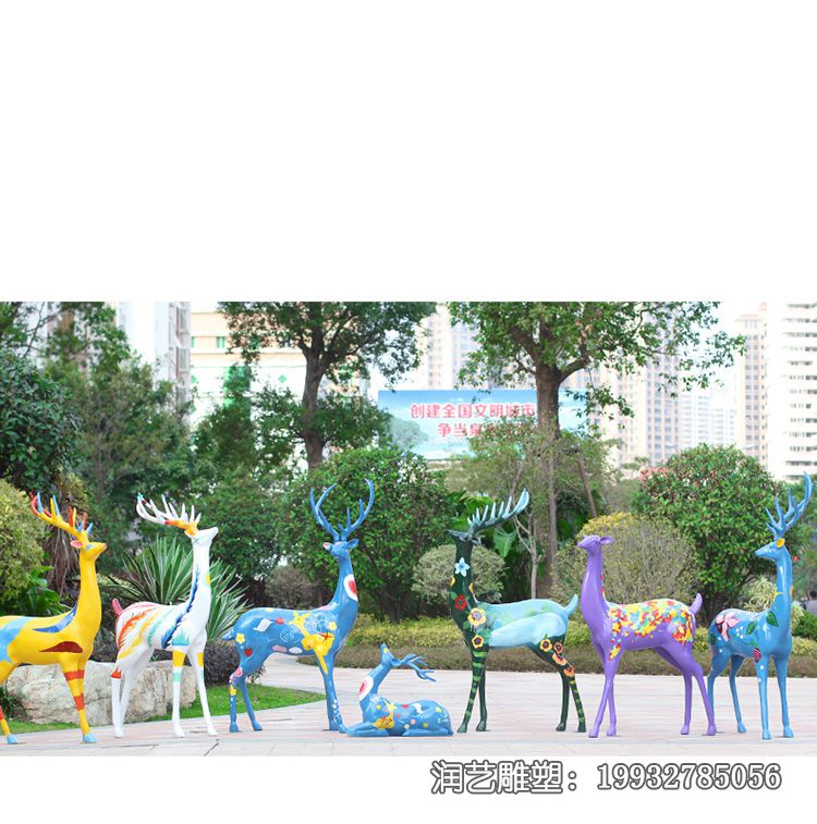 景区玻璃钢鹿雕塑 景区玻璃钢鹿雕塑
