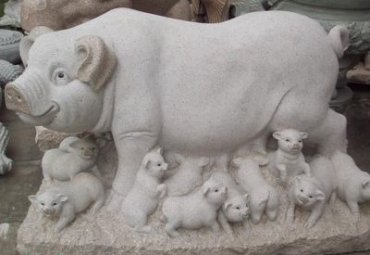 公园动物猪石雕雕塑