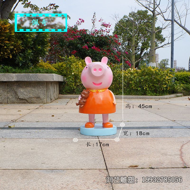 城市玻璃钢卡通小猪佩奇雕塑 城市玻璃钢卡通小猪佩奇雕塑