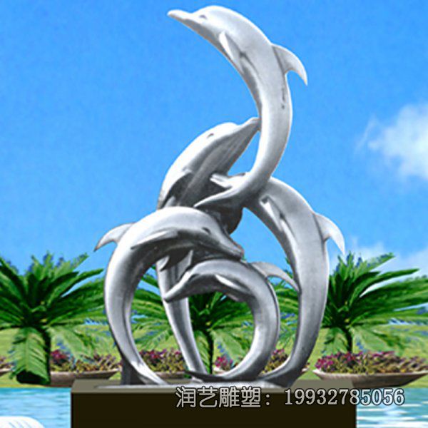 公园不锈钢海豚抽象雕塑 公园不锈钢海豚抽象雕塑