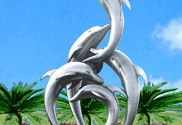 公园不锈钢海豚抽象雕塑
