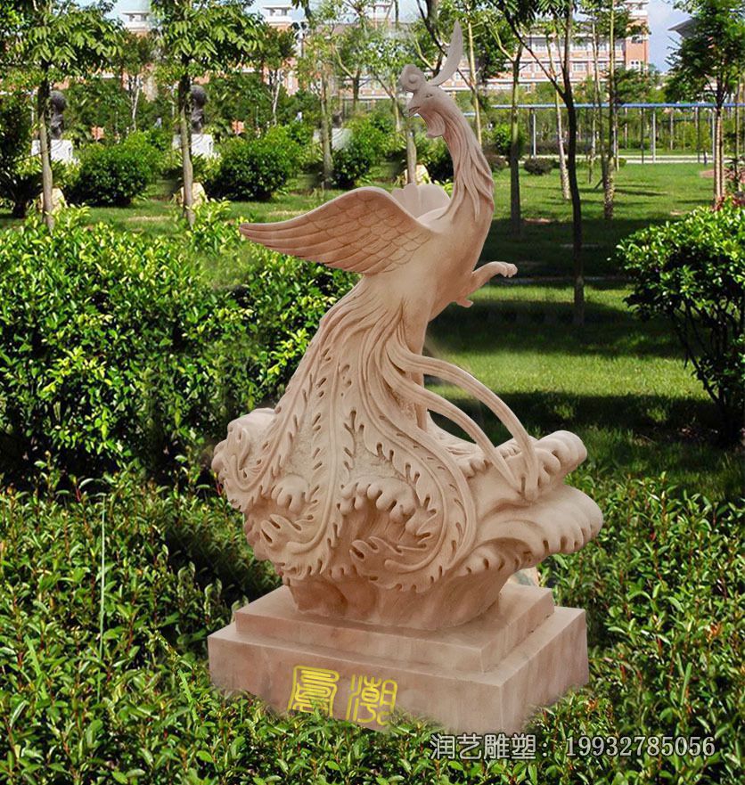 草坪石雕凤凰雕塑 草坪石雕凤凰雕塑
