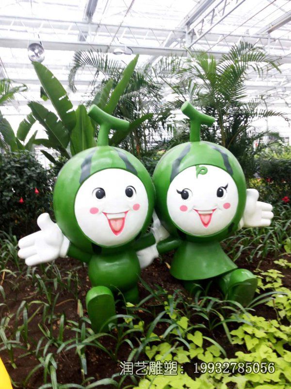 小区玻璃钢西瓜雕塑 小区玻璃钢西瓜雕塑
