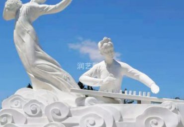 小区石雕古代人物雕塑