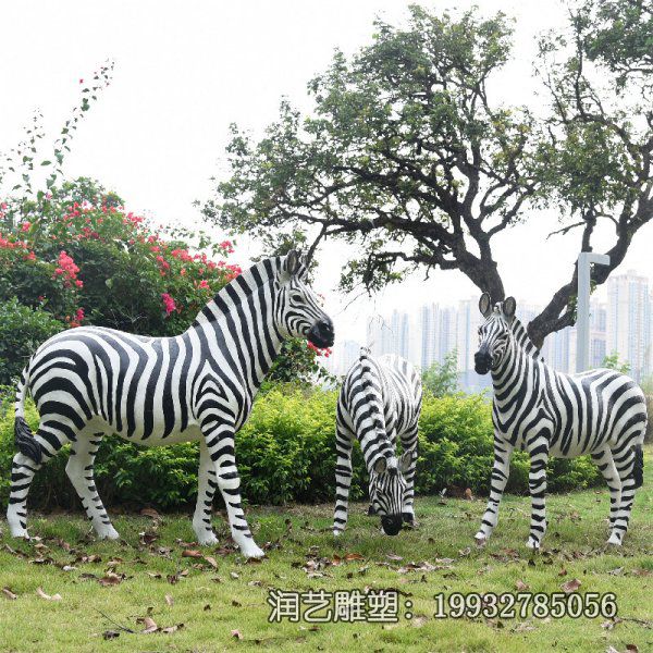园林玻璃钢动物斑马雕塑 园林玻璃钢动物斑马雕塑