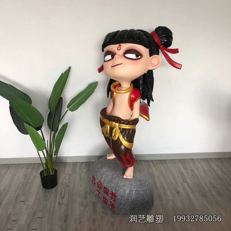 商场玻璃钢哪吒人物雕塑 商场玻璃钢哪吒人物雕塑