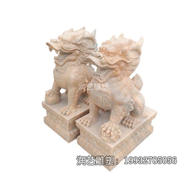 企业石雕麒麟雕塑 企业石雕麒麟雕塑