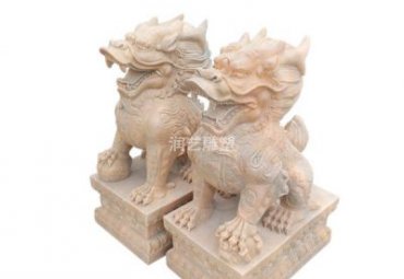 企业石雕麒麟雕塑