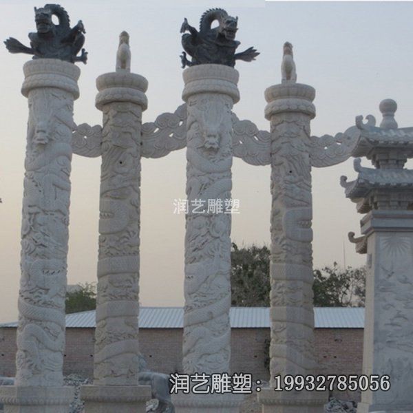 小区石雕龙柱雕塑 小区石雕龙柱雕塑