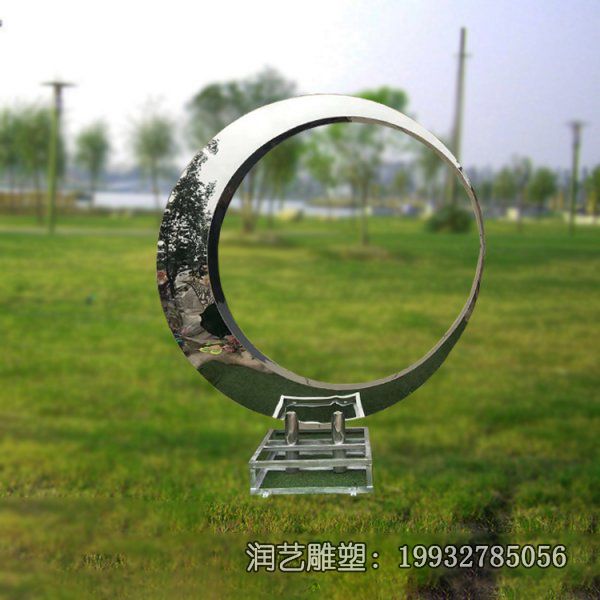 草坪不锈钢月亮抽象雕塑 草坪不锈钢月亮抽象雕塑