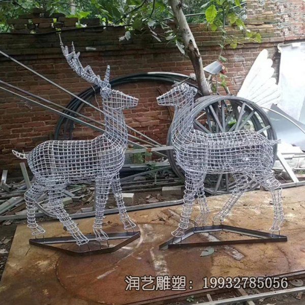 小区不锈钢鹿镂空雕塑 小区不锈钢鹿镂空雕塑
