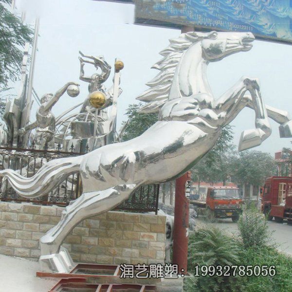 酒店不锈钢马抽象雕塑 酒店不锈钢马抽象雕塑