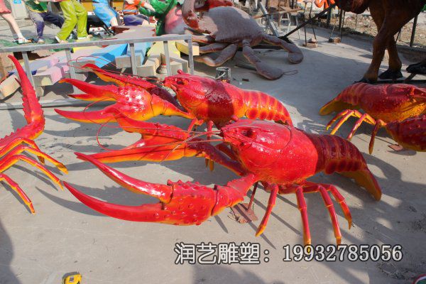 商场玻璃钢龙虾动物雕塑 商场玻璃钢龙虾动物雕塑