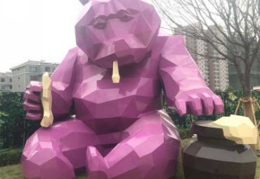 草坪玻璃钢抽象熊雕塑