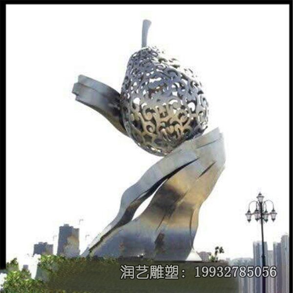 公园不锈钢镂空梨雕塑 公园不锈钢镂空梨雕塑