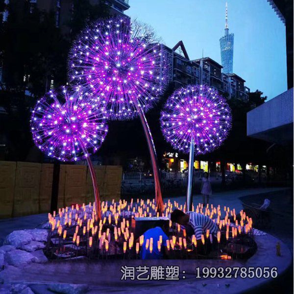 街道不锈钢景观蒲公英雕塑 街道不锈钢景观蒲公英雕塑