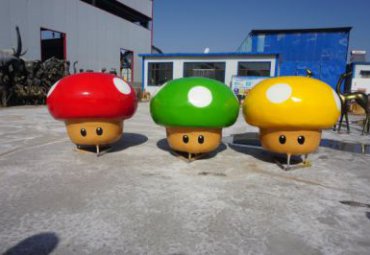 城市玻璃钢彩绘蘑菇雕塑