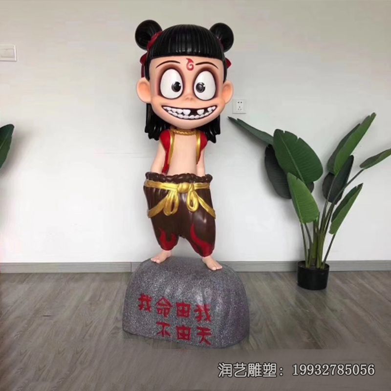 小区玻璃钢哪吒卡通雕塑 小区玻璃钢哪吒卡通雕塑