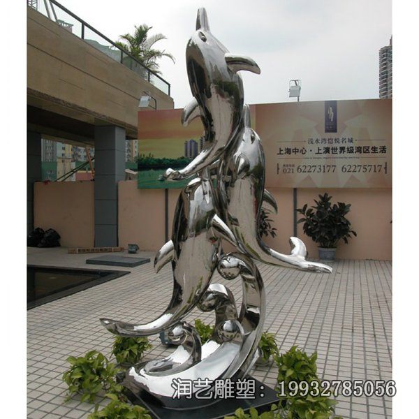 小区海豚不锈钢雕塑 小区海豚不锈钢雕塑