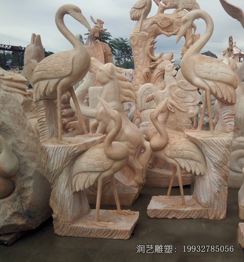企业石雕仙鹤雕塑 企业石雕仙鹤雕塑
