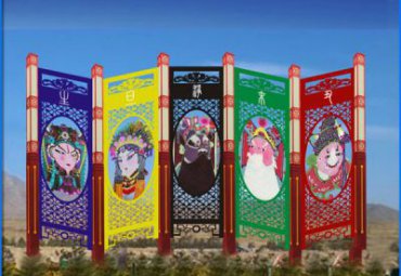 不锈钢镂空脸谱景观雕塑