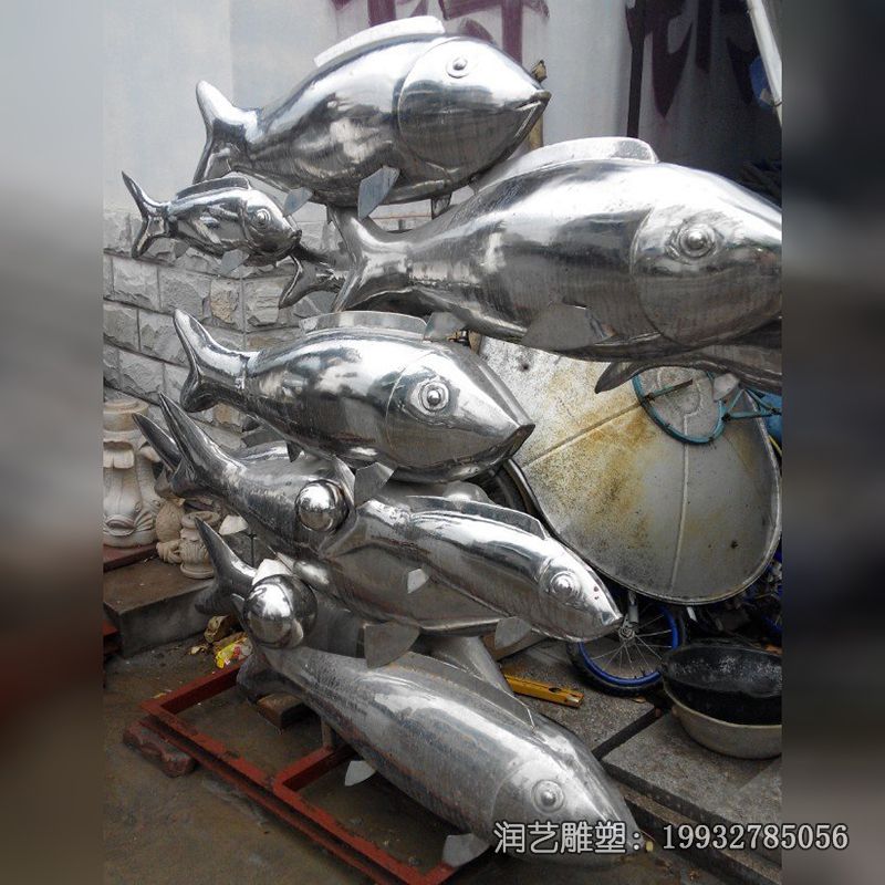 不锈钢广场鱼动物雕塑 不锈钢广场鱼动物雕塑