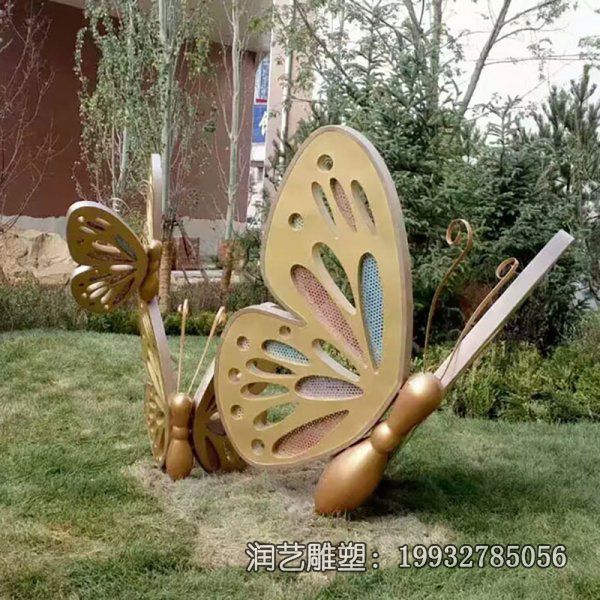 小区不锈钢蝴蝶动物雕塑 小区不锈钢蝴蝶动物雕塑
