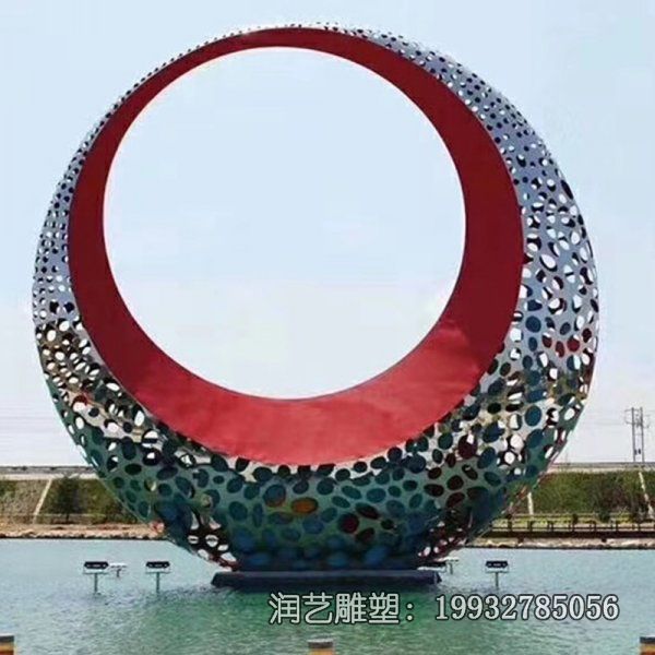 街道景观不锈钢抽象圆环雕塑 街道景观不锈钢抽象圆环雕塑