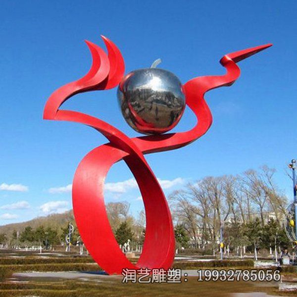 园林不锈钢苹果景观雕塑 园林不锈钢苹果景观雕塑