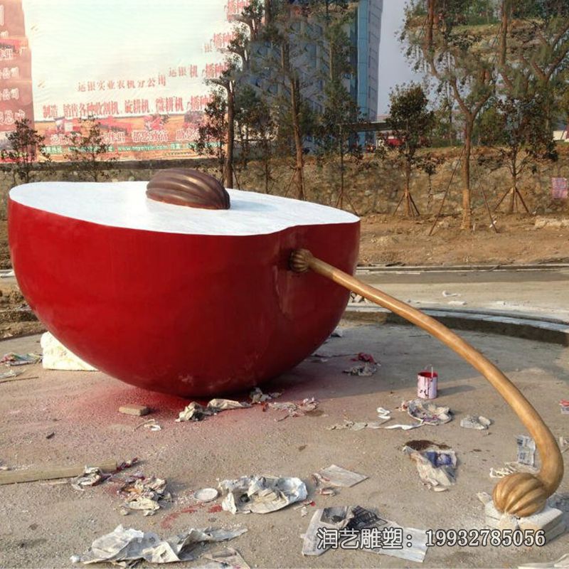 小区不锈钢苹果雕塑 小区不锈钢苹果雕塑