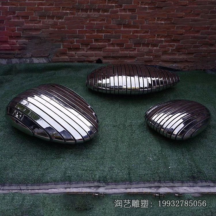 草坪不锈钢鹅卵石雕塑 草坪不锈钢鹅卵石雕塑