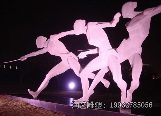 广场不锈钢击剑雕塑 广场不锈钢击剑雕塑