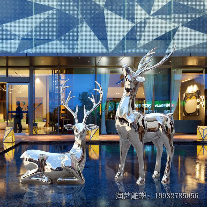 小区不锈钢鹿雕塑 小区不锈钢鹿雕塑